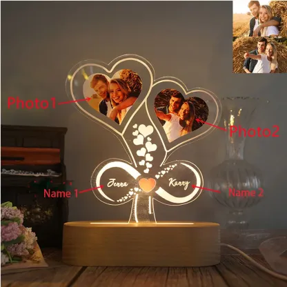Personalised Couple Photo Night Light Custom 2 Names LED Lamp Infinity Love Romantic Gifts for Him/Her-Jessemade AU