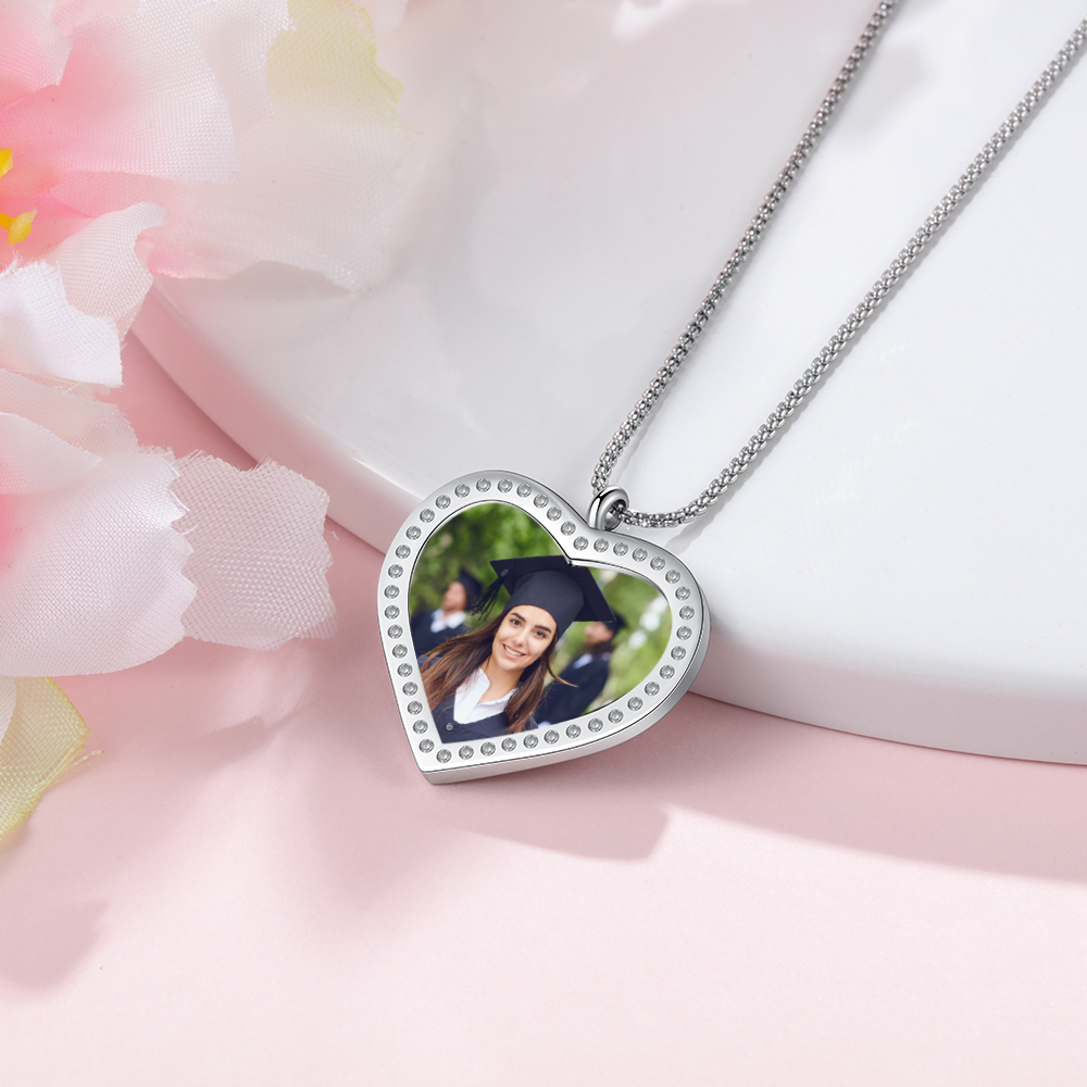 Personalised Graduation Necklace Custom Name & Photo Heart Pendant Necklace Gift for Her-Jessemade AU
