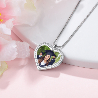 Personalised Graduation Necklace Custom Name & Photo Heart Pendant Necklace Gift for Her-Jessemade AU