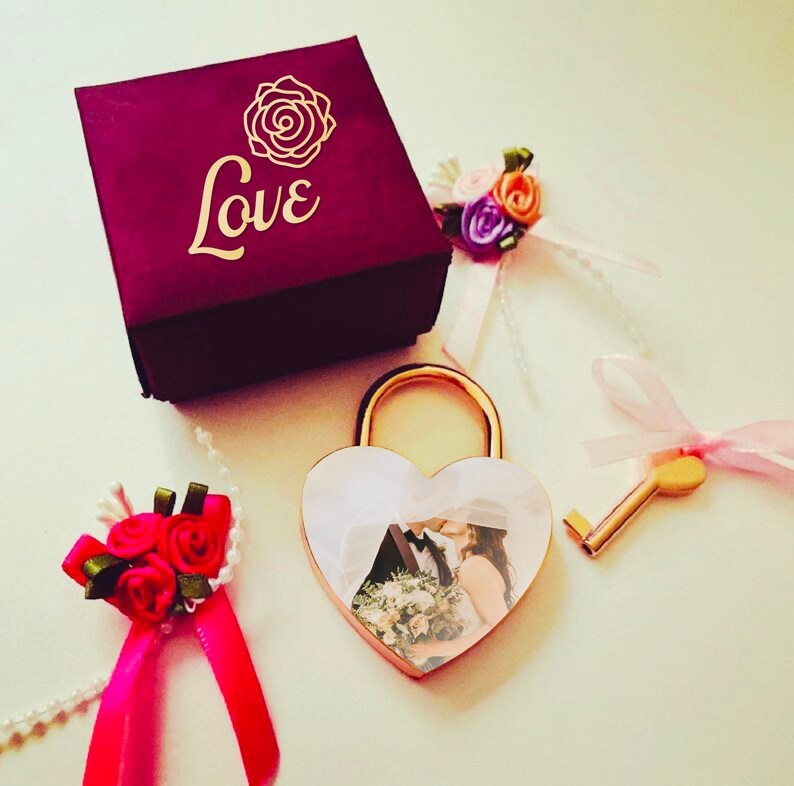 Personalised Heart Love Lock Custom Photo Padlocks Gifts For Couple-Jessemade AU
