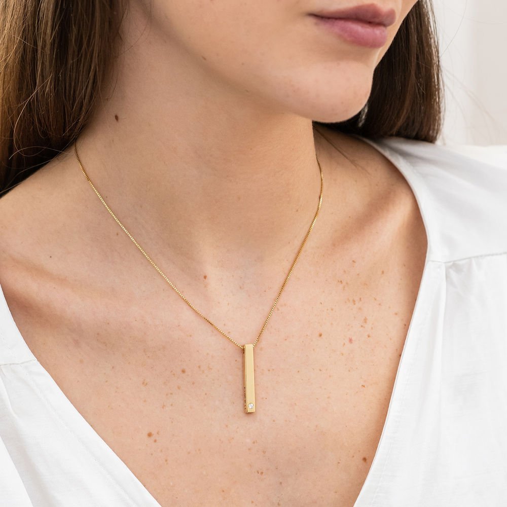 Personalised 3D Bar Necklace 4 Side Vertical Bar Necklace For Her-Jessemade AU