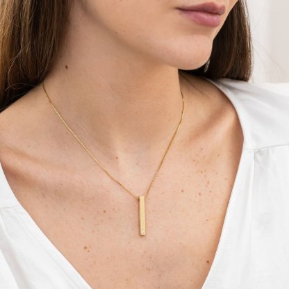 Personalised 3D Bar Necklace 4 Side Vertical Bar Necklace For Her-Jessemade AU
