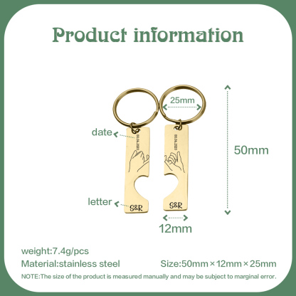 Personalised Couple Pinky Promise Keychain Set Customised Letters & Date Matching Keyring Valentine's Day Gifts For Couples-Jessemade AU