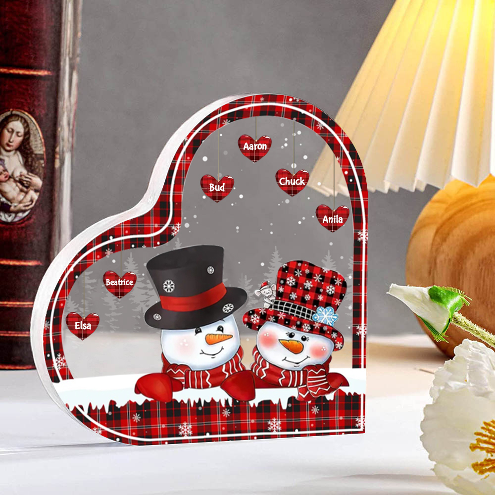 Acrylic Heart Keepsake Customised 8 Names Christmas Snowman Decor Personalised Gifts for Grandma Mum-Jessemade AU