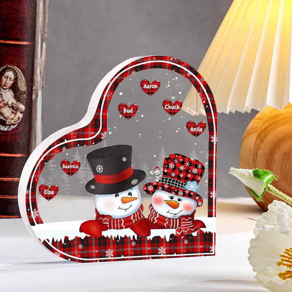Acrylic Heart Keepsake Customised 8 Names Christmas Snowman Decor Personalised Gifts for Grandma Mum-Jessemade AU