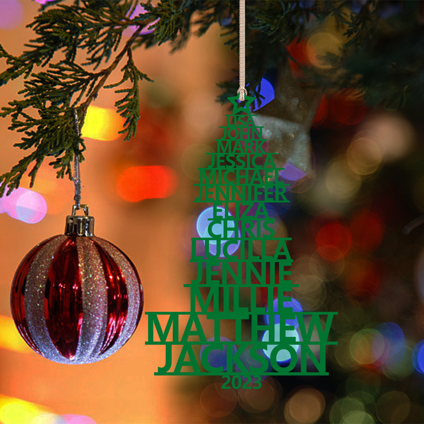 13 Names - Personalised Christmas Tree Ornaments Customised Name Xmas Wooden Decor Gifts for Family Friends-Jessemade AU