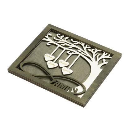 Custom Family Tree Sign with 4 Names Wooden Keepsake Gifts-Jessemade AU