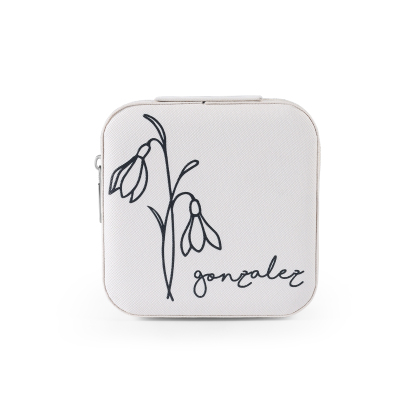 Custom Name Jewelry Gift Box with Birth Flower Personalised Travel Jewelry Box-Jessemade AU