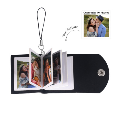 10 Photos - Personalised Mini Album Keychain Customised Photo & Name Leather Keychain Romantic Gift for Her-Jessemade AU