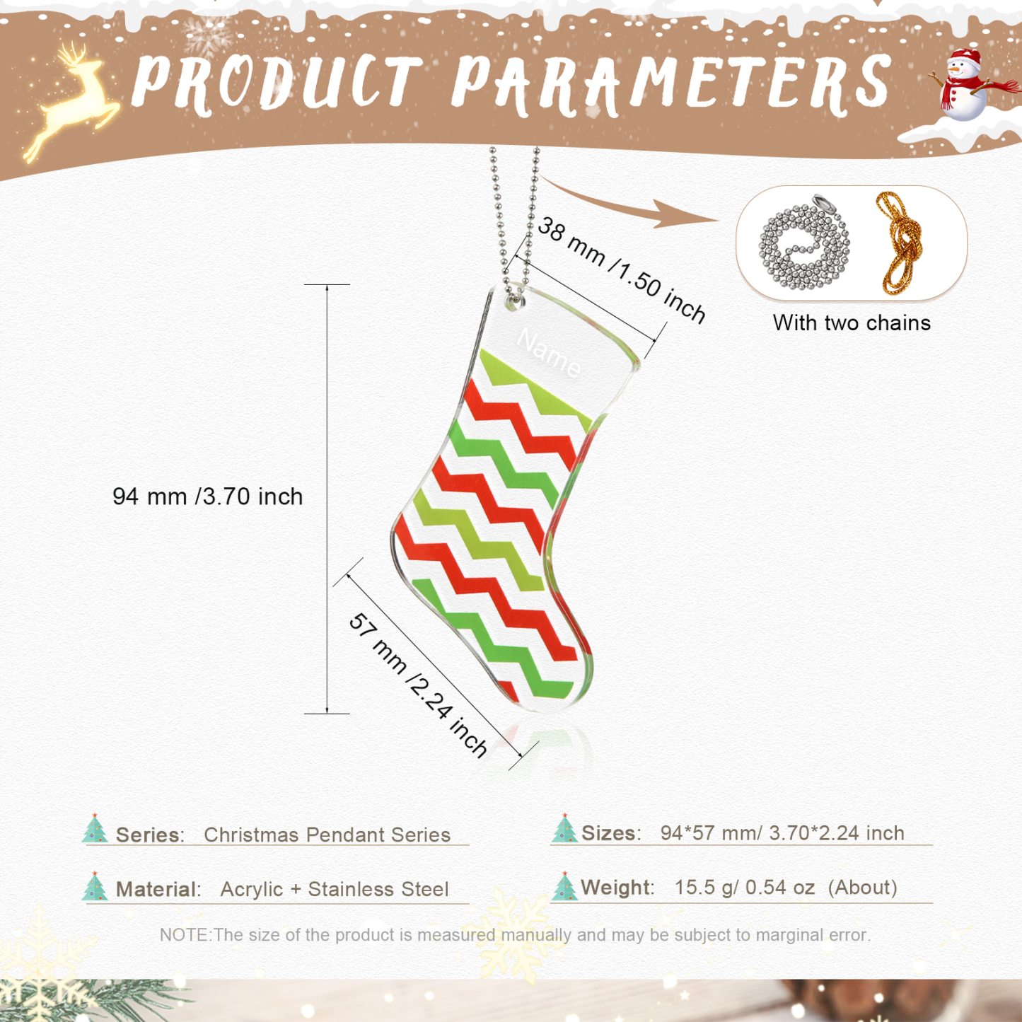 Personalised Acrylic Christmas Sock Ornaments Customised 1 Name Xmas Pendant Gifts for Boys Girls-Jessemade AU