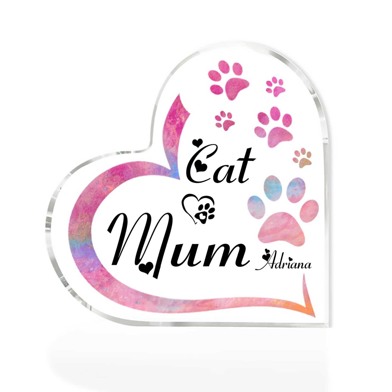 Personalised Acrylic Heart Keepsake Custom 1 Name Cat Footprints Ornaments Gifts for Mum-Jessemade AU