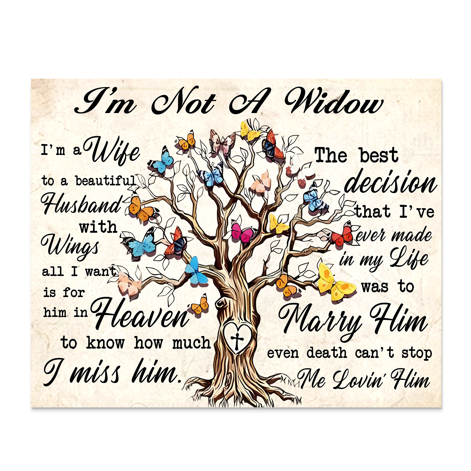 Memorial Wooden Plaque Art Decorations Picture Board Butterfly Desktop Ornaments - I'm Not A Widow-Jessemade AU