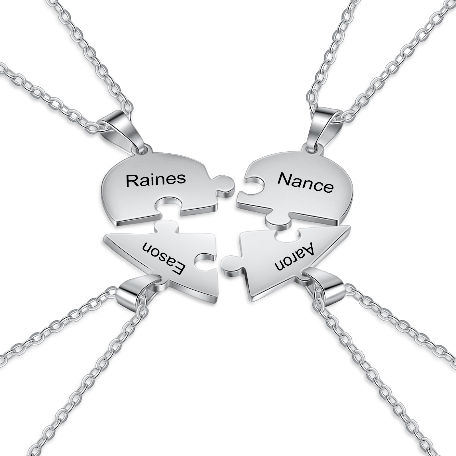 Personalised Heart Puzzle Necklace With 4 Names Gifts For Her-Jessemade AU
