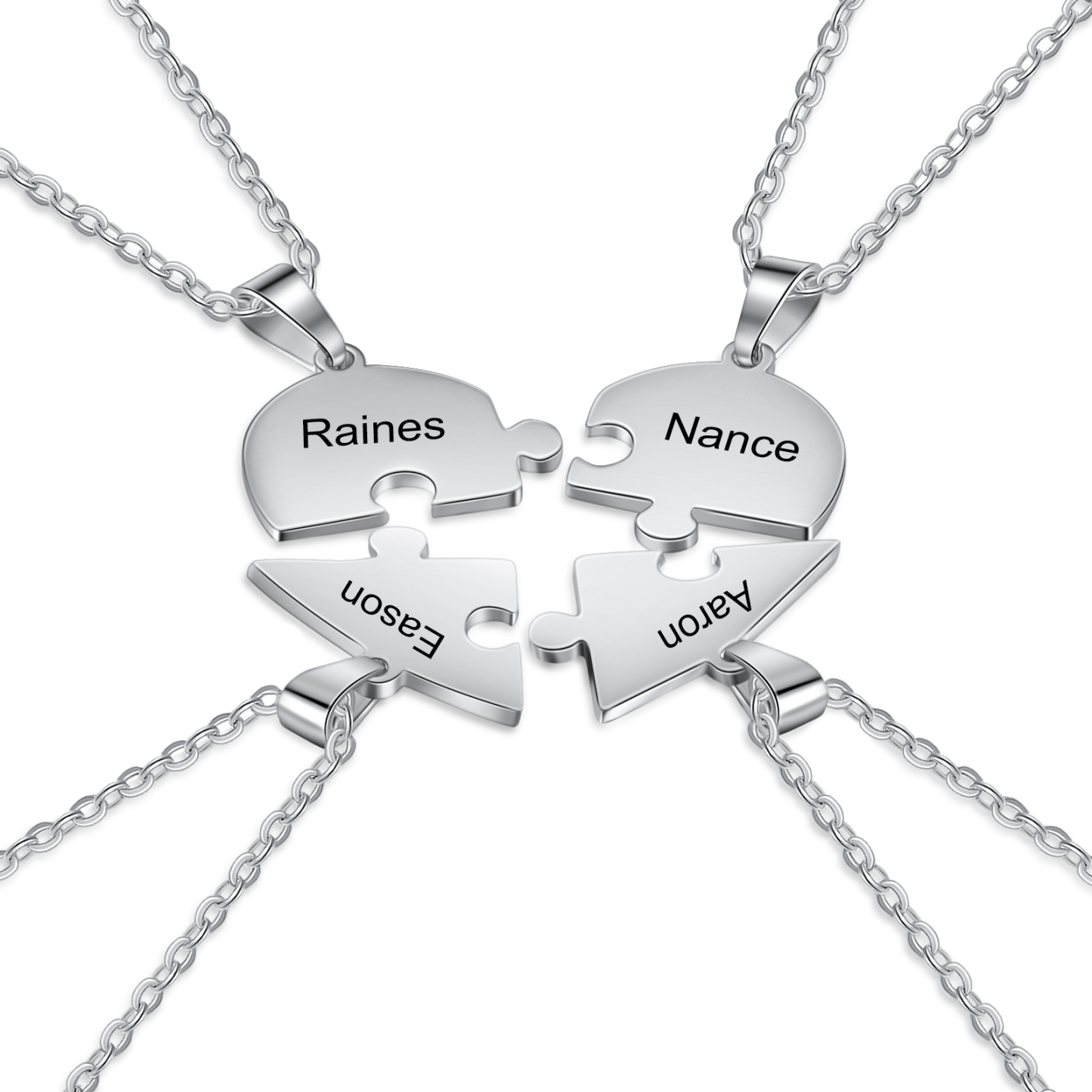 Personalised Heart Puzzle Necklace With 4 Names Gifts For Her-Jessemade AU