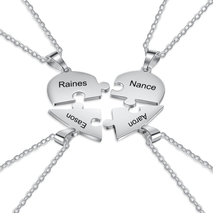 Personalised Heart Puzzle Necklace With 4 Names Gifts For Her-Jessemade AU