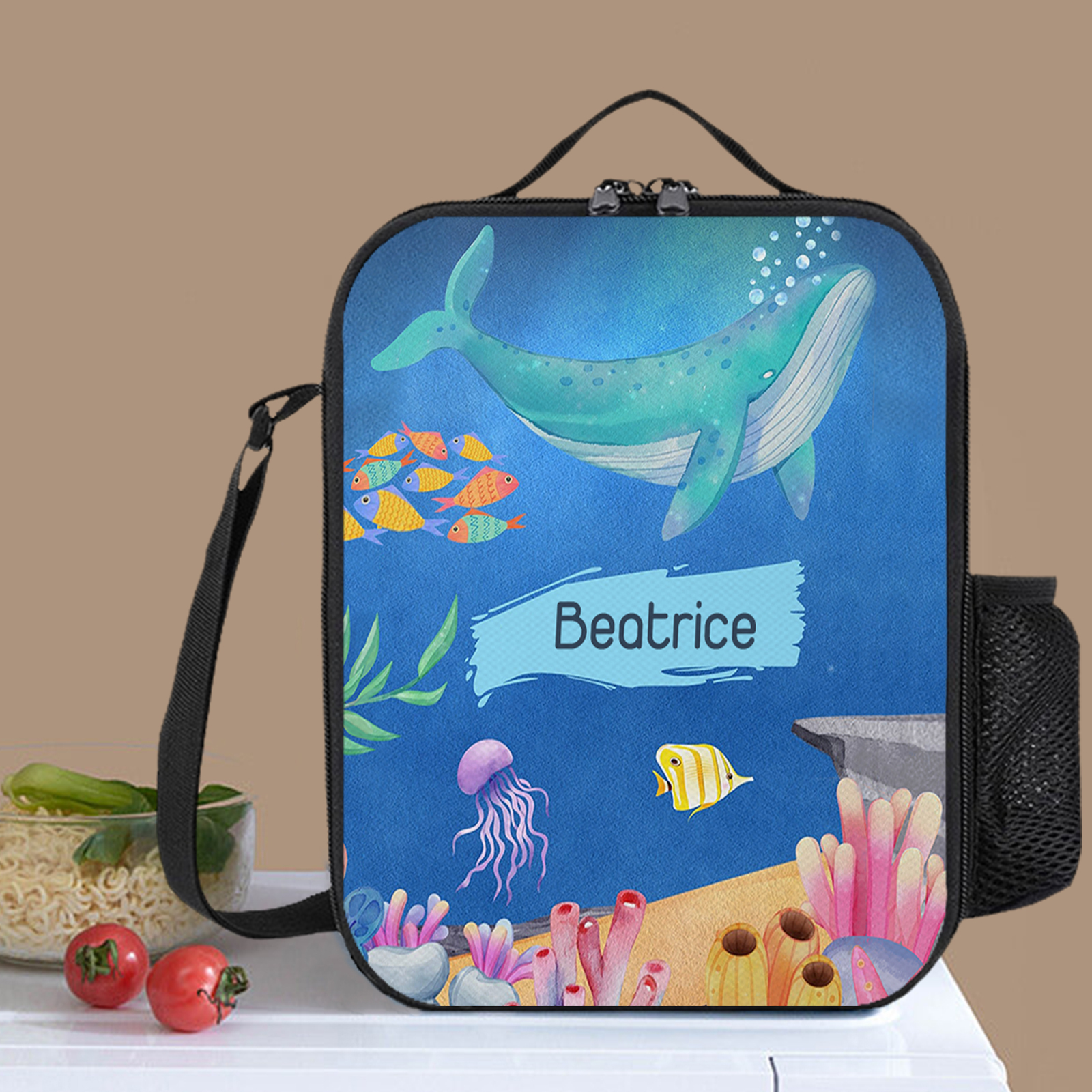 Custom Name Lunch Bag Personalised Underwater World Lunch Box Gifts for Kids-Jessemade AU
