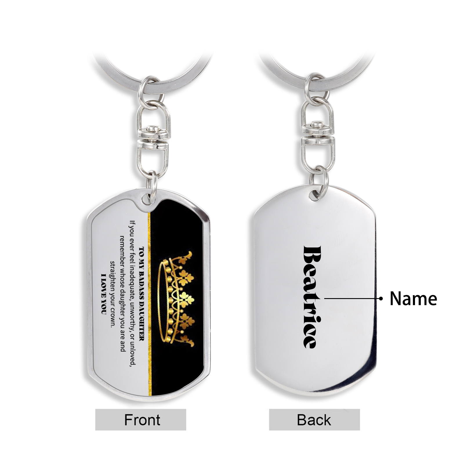 To My Badass Daughter Keychain Custom Name Stainless Steel Keyring Personalised Gift For Daughter-Jessemade AU