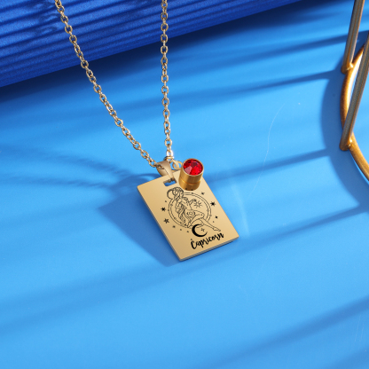 Personalised Name Necklace With Birthstone Custom Constellations Necklace For Women Engraved Tarot Cards Hip-hop Style Necklace-Jessemade AU