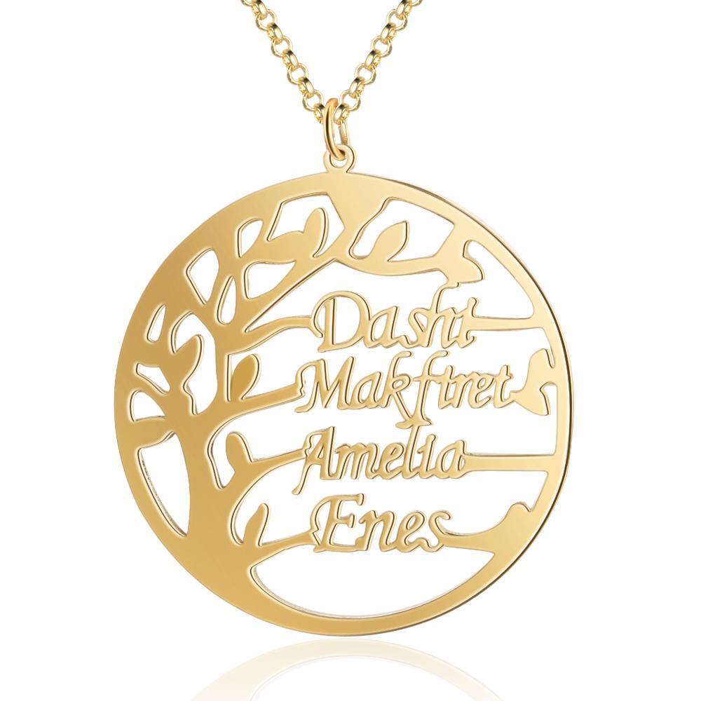 Family Tree Custom 4 Names Sterling Silver Tree-Jessemade AU