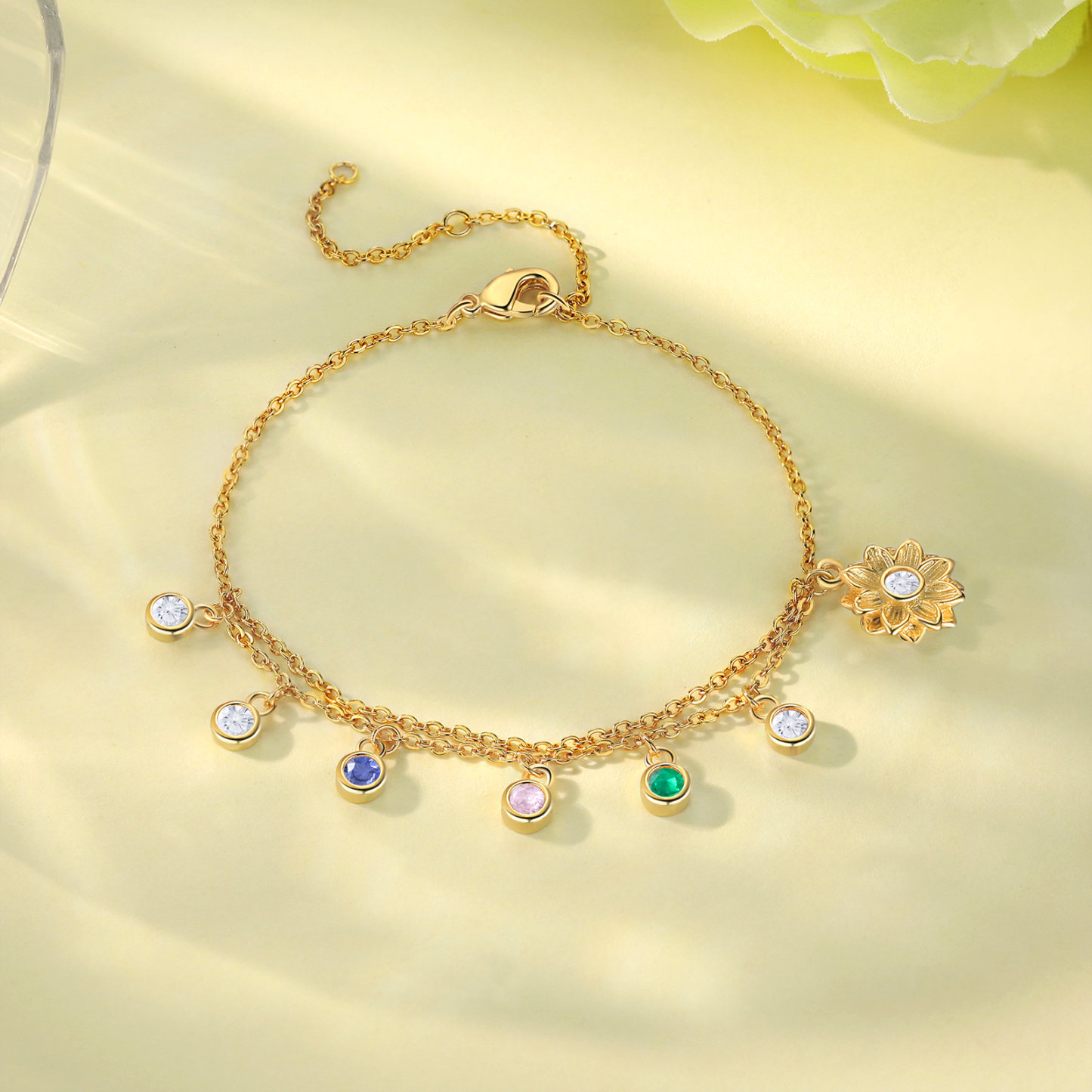 Personalised Women's Anklet Custom 3 Birthstones Anklet Gold Adjustable Anklet Birthday Gift for Her-Jessemade AU