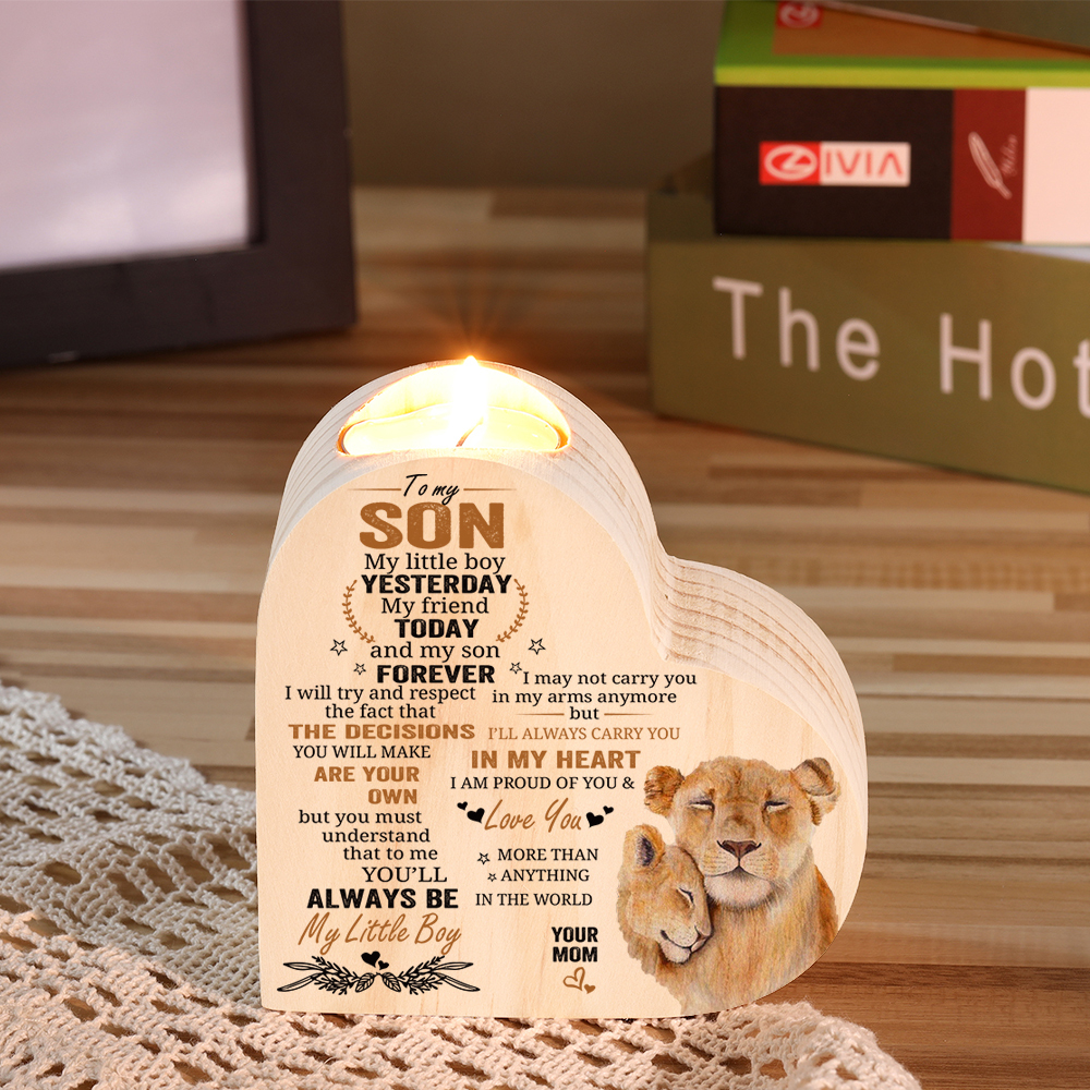 To My Son Wooden Heart Candle Holder "I am proud of you " Gifts For Son-Jessemade AU