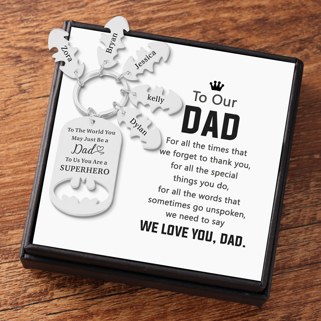Father Keychain You Are A Superhero Personalised 5 Names Bat Keychain Gifts for Batman Dad-Jessemade AU