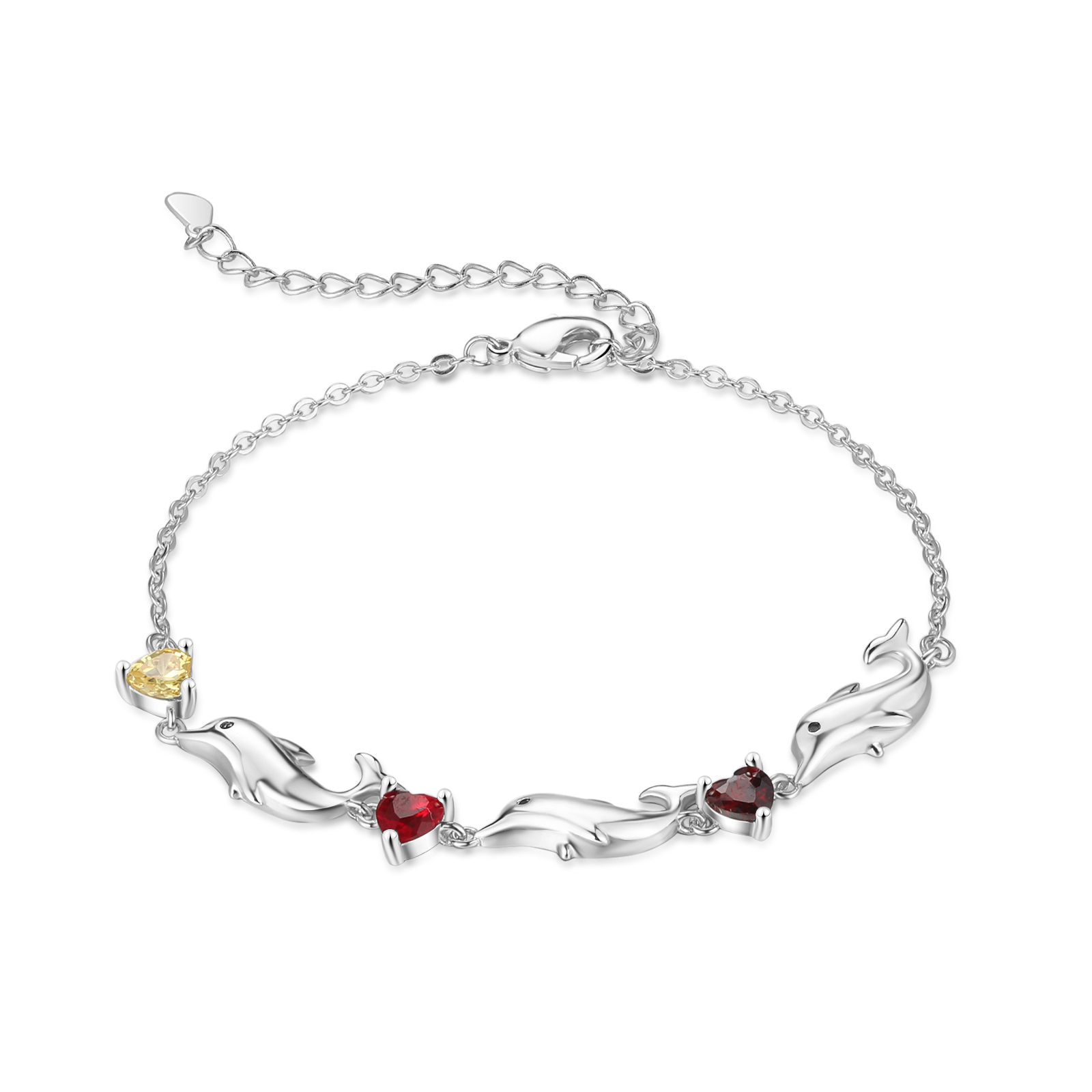 Personalised Dolphin Birthstone Bracelet Custom 3 Names & Birthstones Creative Gifts For Her-Jessemade AU