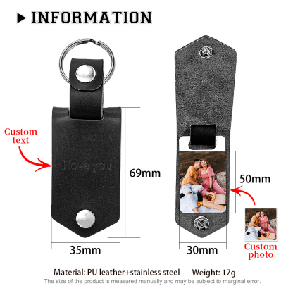 Personalised Photo Keychain Custom Text Leather Keyring Couple Keychain Gifts for Him/her-Jessemade AU