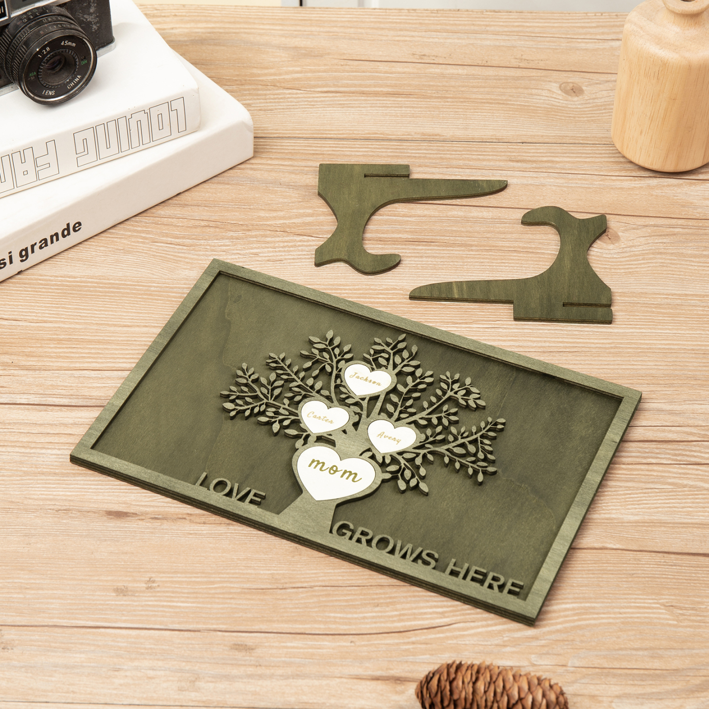 Family Tree Wood Frame Personalised Family Tree Sign Custom 4 Names Plaque-Jessemade AU