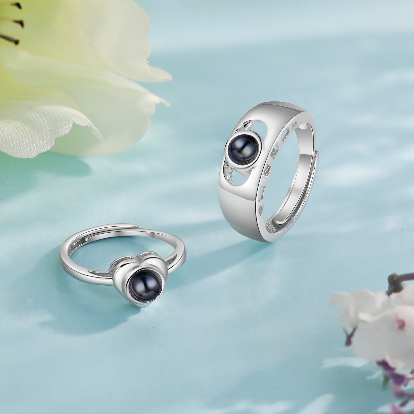 Personalised Photo Projection Ring Open Ring Couples Rings Romantic Gifts For Him/Her-Jessemade AU