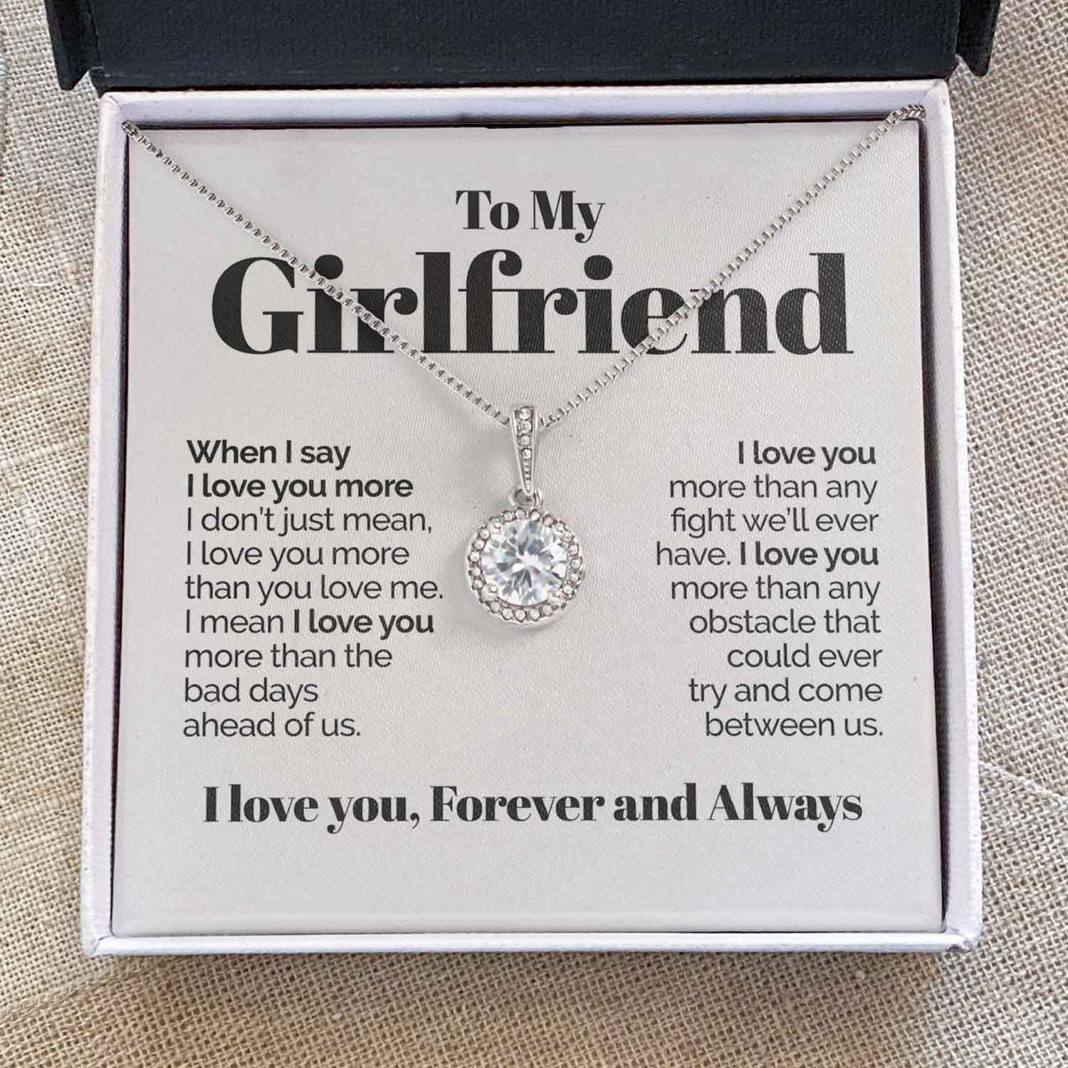 To My Girlfriend Necklace Round Pendant Necklace Valentine's Day Gift for Her - I Love You Forever and Always-Jessemade AU