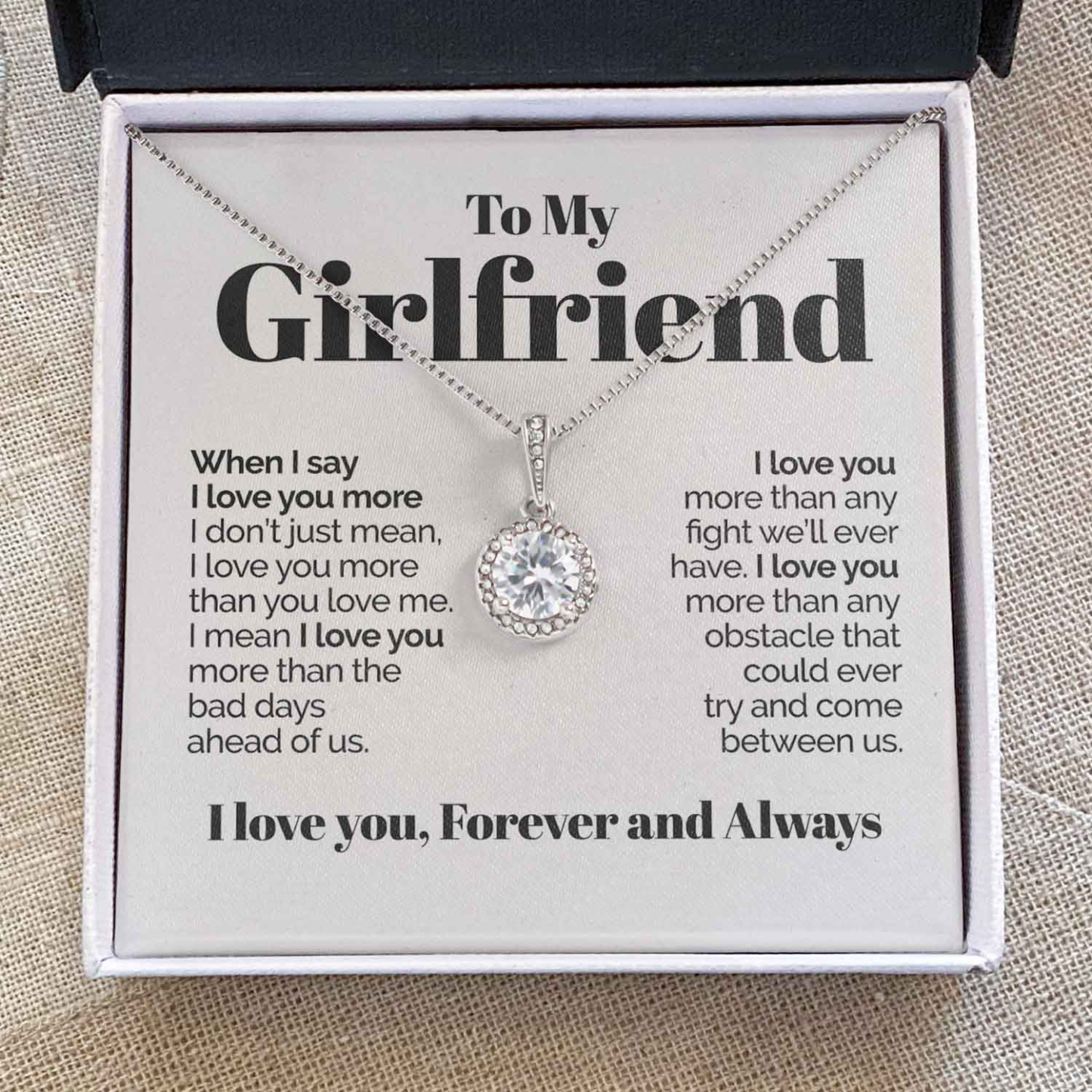 To My Girlfriend Necklace Round Pendant Necklace Valentine's Day Gift for Her - I Love You Forever and Always-Jessemade AU