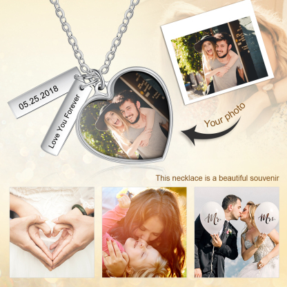 Personalised Heart Tag Necklace Custom 1 Photo Necklace Gifts For Her-Jessemade AU