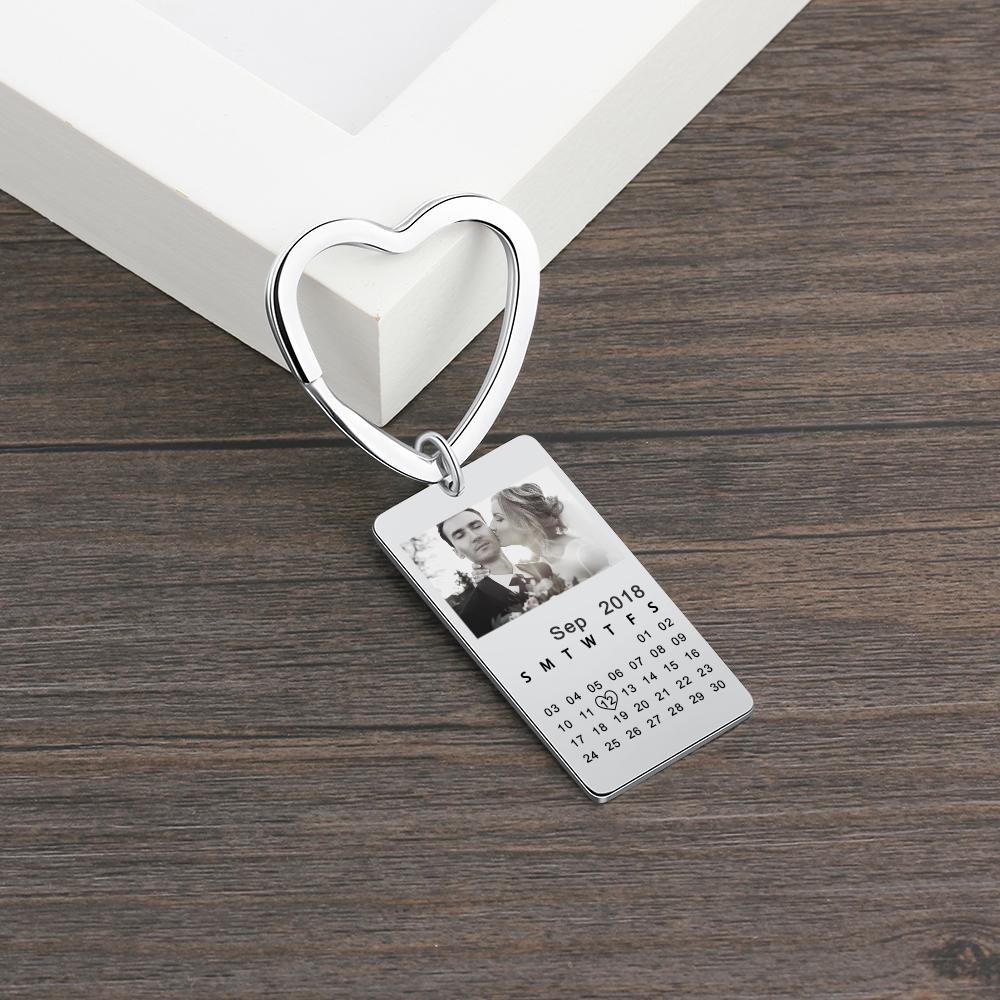 Personalised Calendar Keychain Engraved Photo Keychain Gifts For Him-Jessemade AU