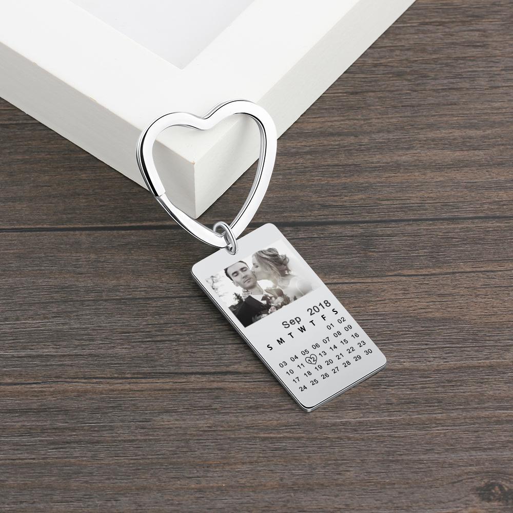 Personalised Calendar Keychain Engraved Photo Keychain Gifts For Him-Jessemade AU