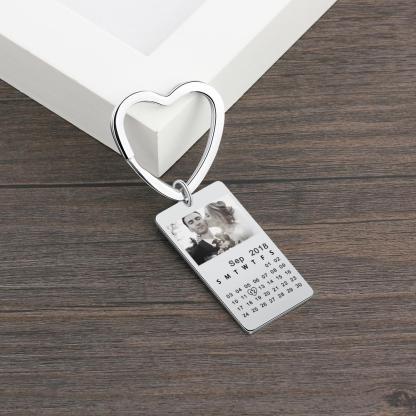 Personalised Calendar Keychain Engraved Photo Keychain Gifts For Him-Jessemade AU