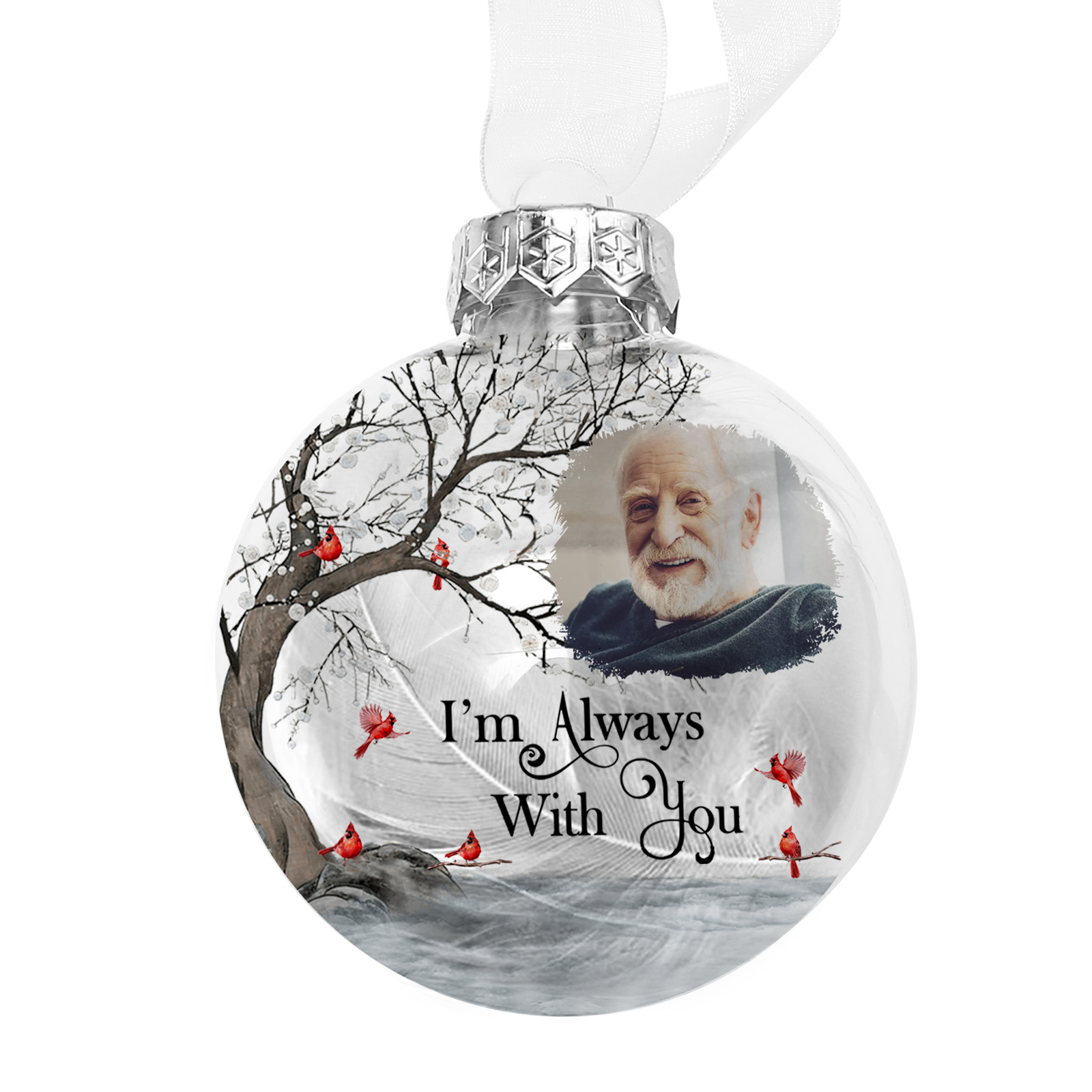 Memorial Ball Feather Ornaments Custom Photo Christmas Hanging Ornament - I'm Always With You-Jessemade AU