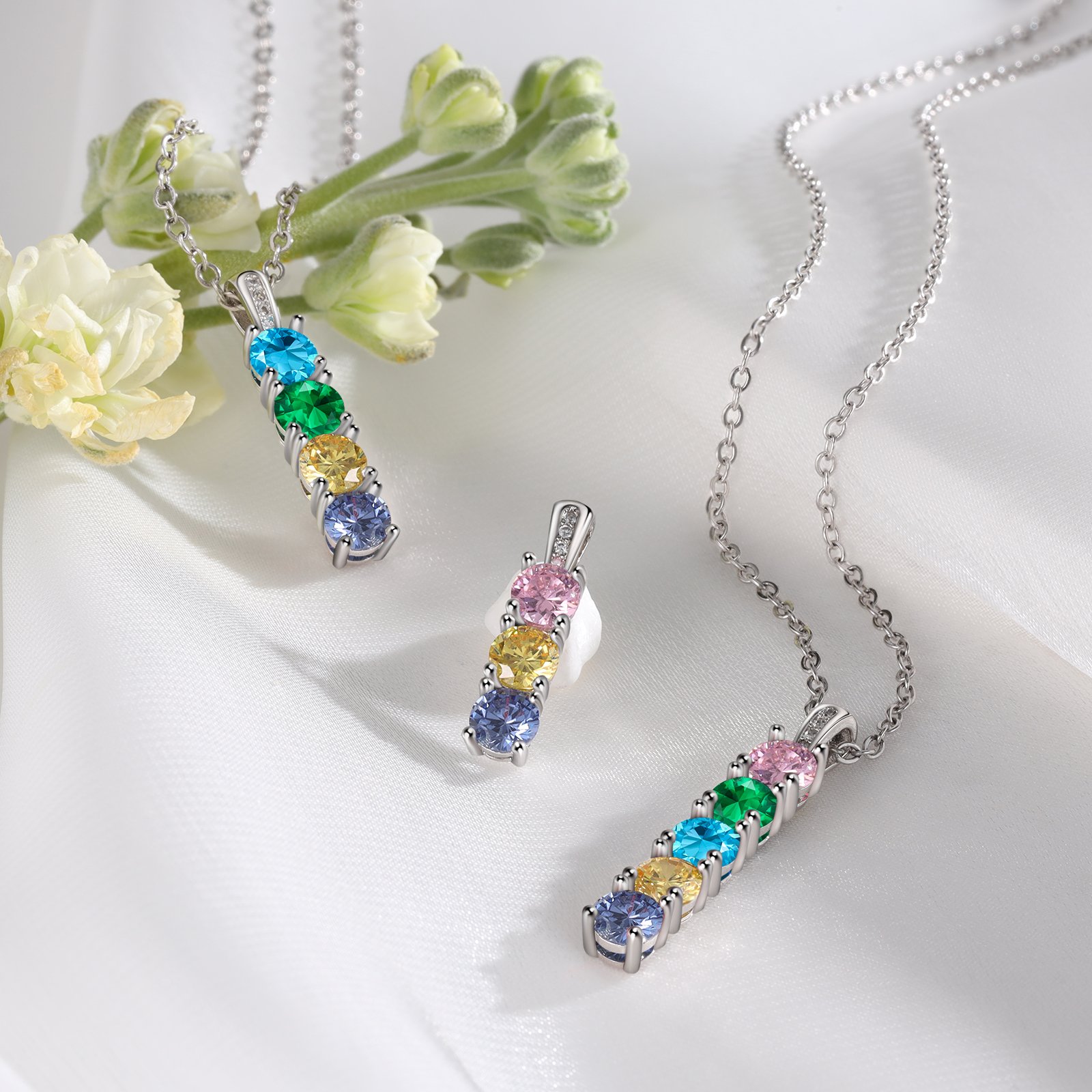 Family Birthstone Necklace Personalised 5 Stones Family Tribal Necklace for Her-Jessemade AU