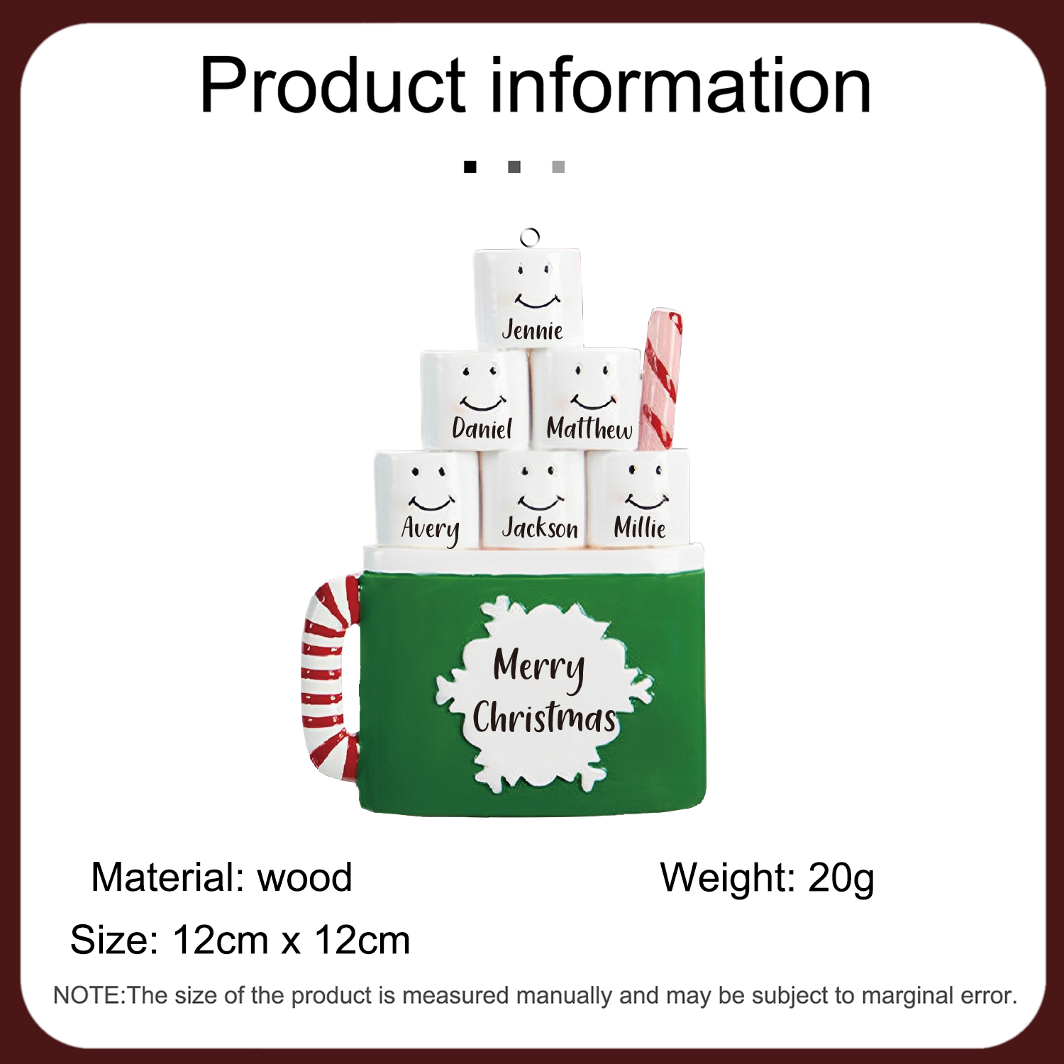 6 Names - Personalised Xmas Ornament Custom Name & Text Christmas Tree Wooden Decor Gift for Family Friends-Jessemade AU