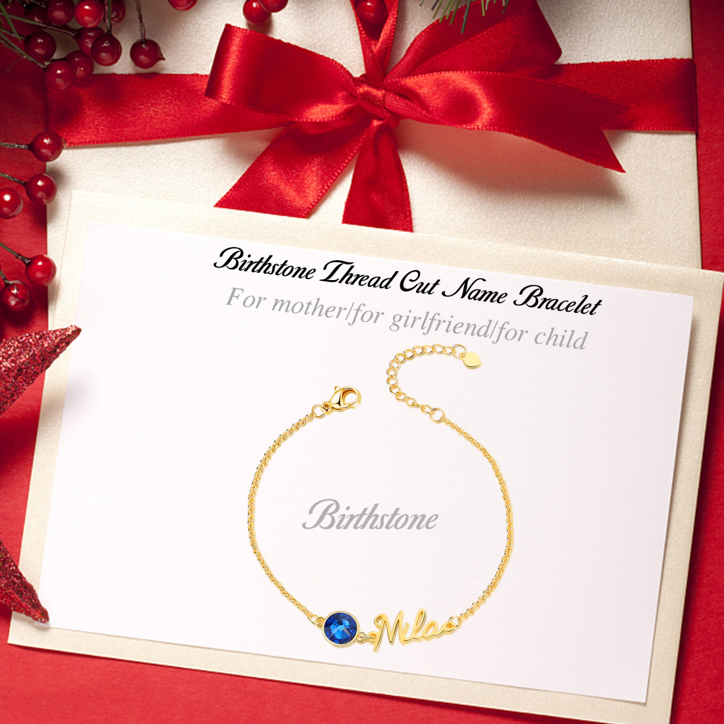 Personalised Bracelet With Birthstone Custom 1 Name Bracelet Gift For Women-Jessemade AU