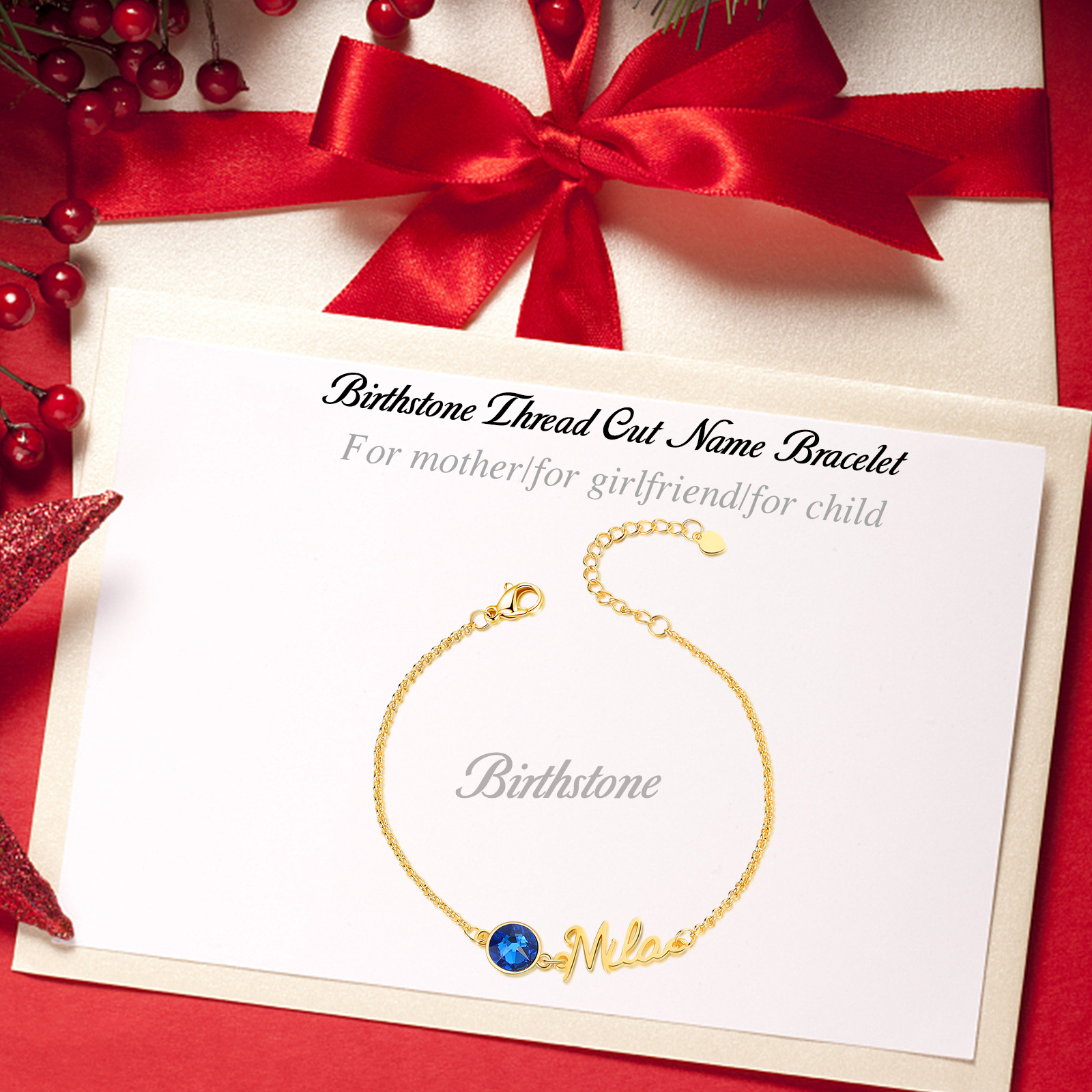 Personalized Name Bracelets Custom 1 Birthstone Birthday Gift for Her-Jessemade AU