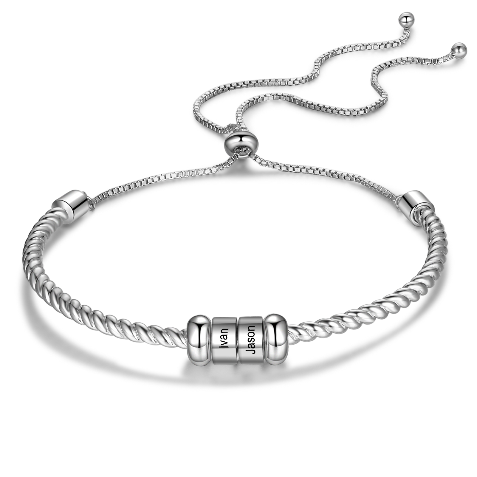 Personalised 2 Names Women's Bracelet With Beads-Jessemade AU