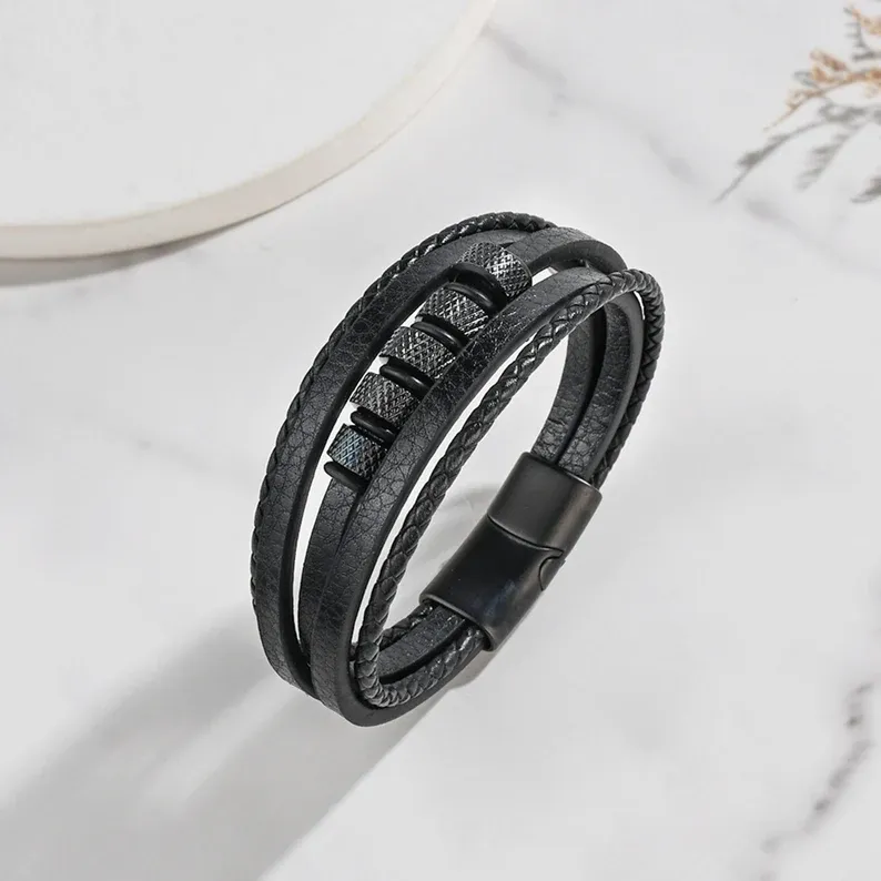 To My Grandson Leather Bracelet "I’ll always be with you" Inspirational Gifts For grandon-Jessemade AU