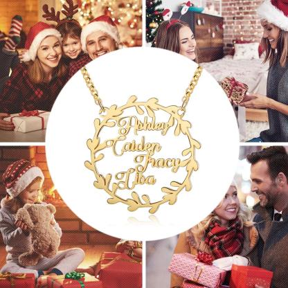 Personalised Circle Necklace Custom 4 Names Necklace Gift For Her-Jessemade AU