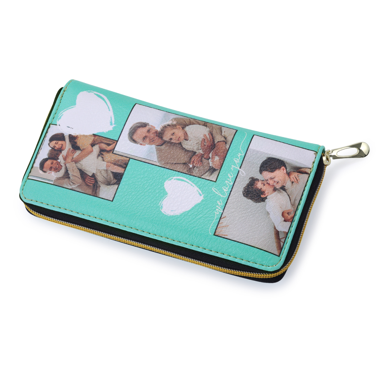 Long Purse Personalised Leather Wallet Engraved 6 Photos Zip Wallet Gifts for Her-Jessemade AU