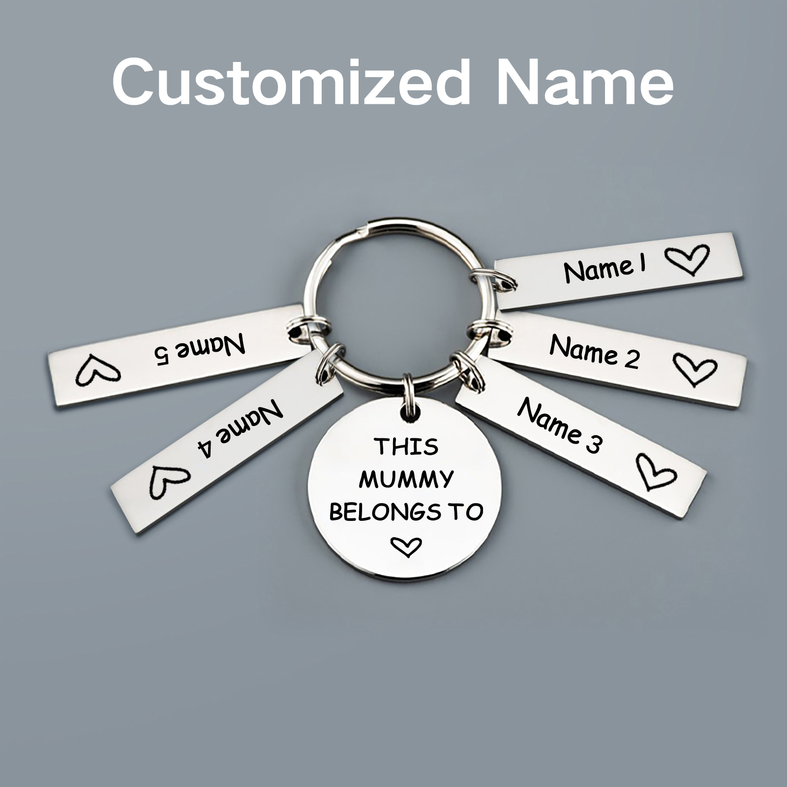 5 Names - Personalised Name Keychain Stainless Steel Keychain Special Gift for Mommy/Mummy-Jessemade AU