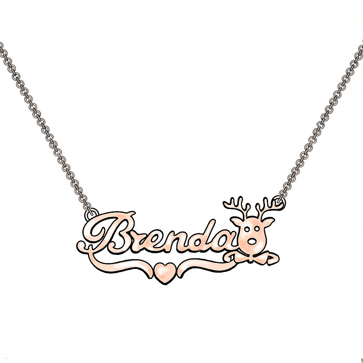 Personalised Reindeer Necklace Custom 1 Name Necklace Gift For Women-Jessemade AU