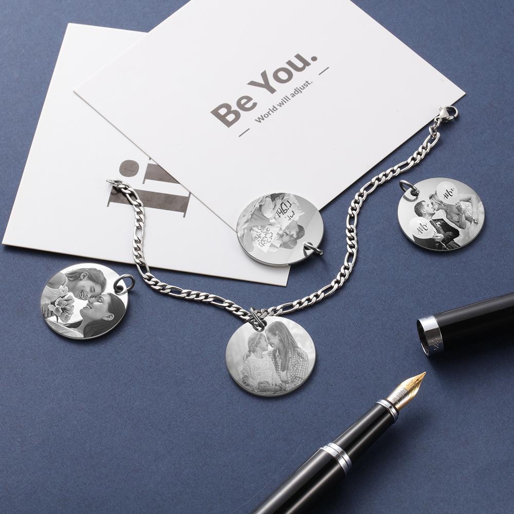 Personalised Photo Bracelet Customised Round Charm Bracelet Memorial Gifts For Her-Jessemade AU