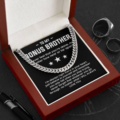 To My Bonus Brother Necklace Cuban Link Chain Necklace Gift Set - No Matter What I Will Always Love You-Jessemade AU