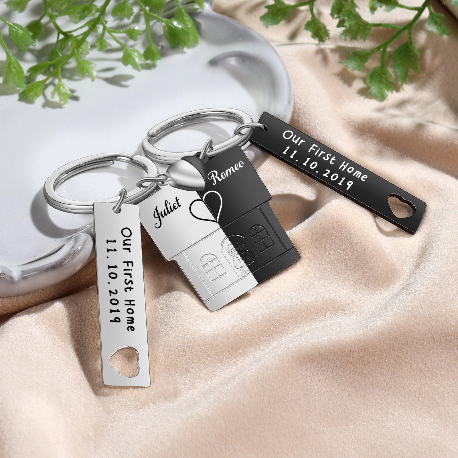 Personalised New Home Keychain Customised 2 Names & Texts Keyring Matching Gifts for Couple-Jessemade AU